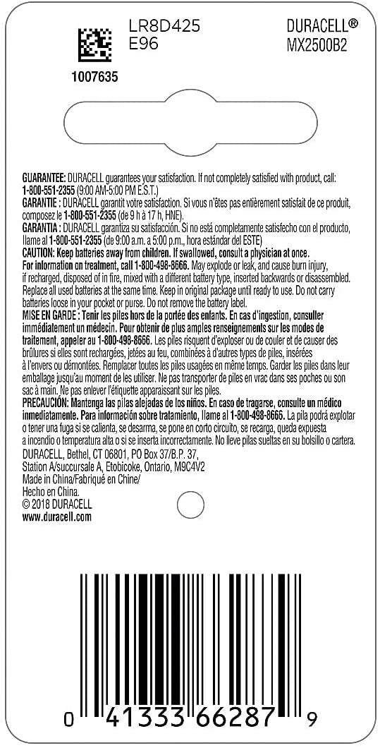 Duracell MX2500B2PK Ultra Photo AAAA Battery, 2/PK