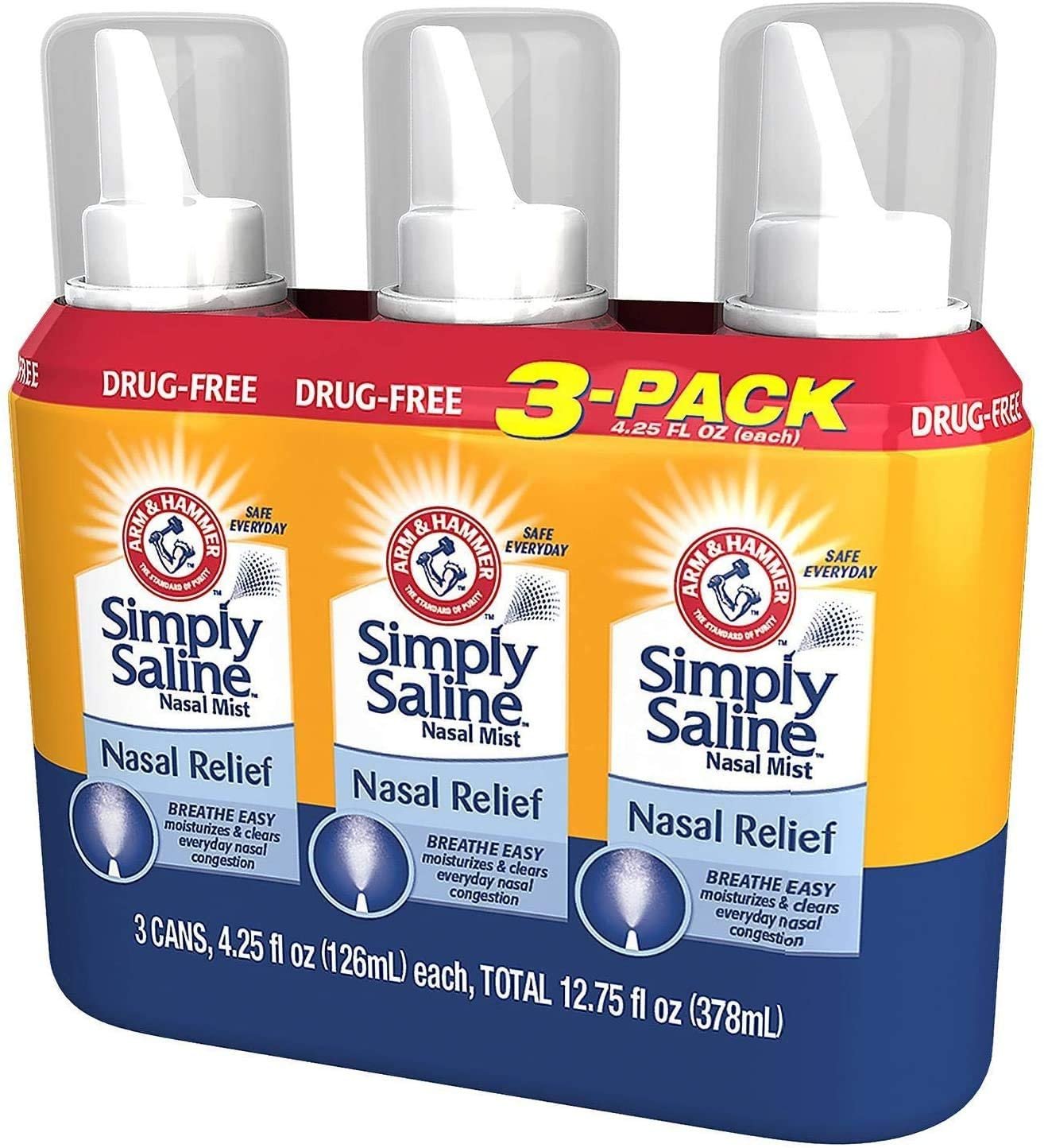 Simply Saline Adult Nasal Mist, Original, Pack of 3, 4.25 Oz Each
