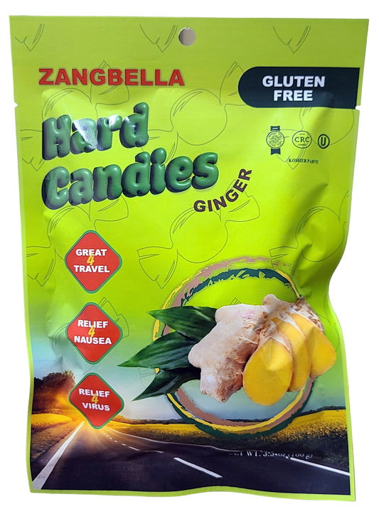 Ginger Hard Candy - Relief Nausea, Motion Sickness, Upset Stomach, Great Tasting Flavor, Individually Wrapped, Net 3.5 oz