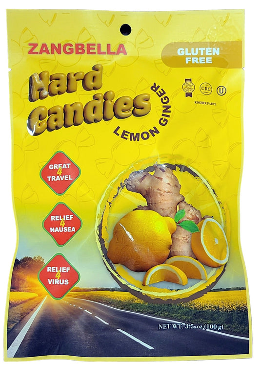 Ginger Hard Candy - Relief Nausea, Motion Sickness, Upset Stomach, Great Tasting Lemon Flavor, Individually Wrapped, Net 3.5 oz