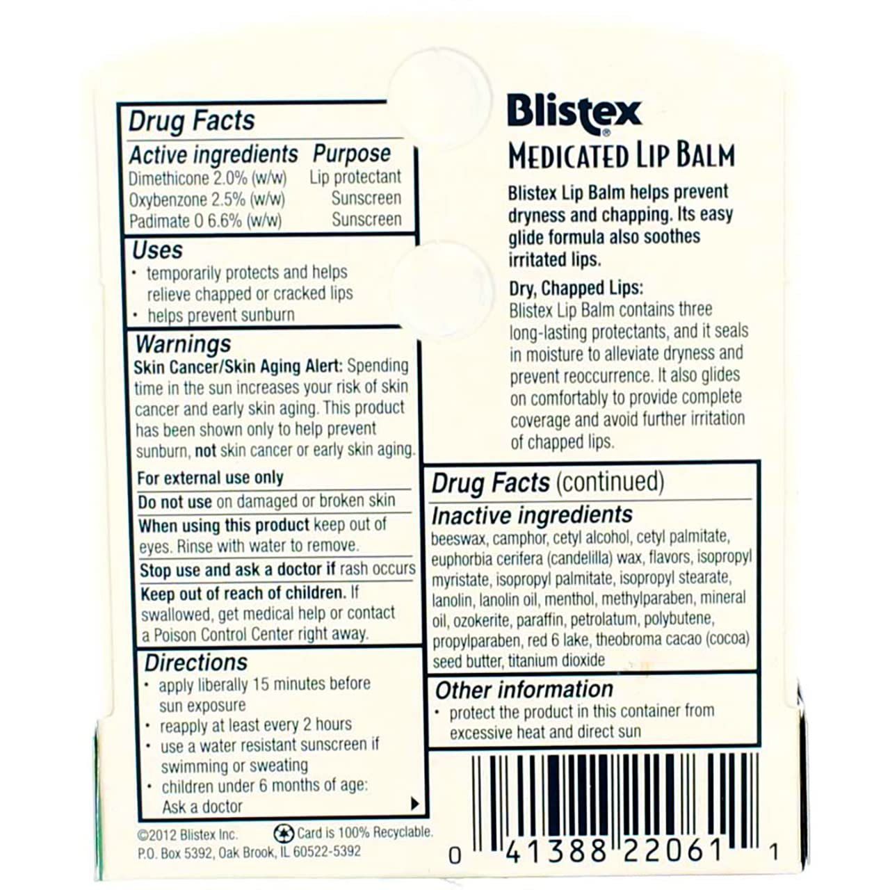 Blistex Medicated Lip Balm, SPF 15 - 0.15 Ounces