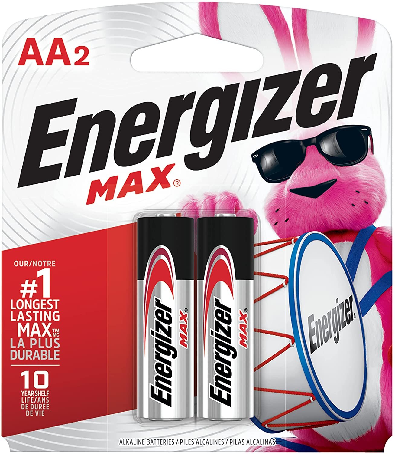 Energizer MAX AA Batteries (2 Pack), Double A Alkaline Batteries