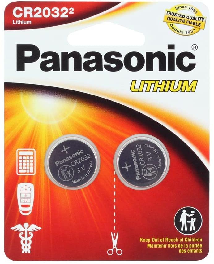 Panasonic One (1) Twin Pack (2 Batteries) CrCR2032 Lithium Coin Cell Battery 3V Blister Packed