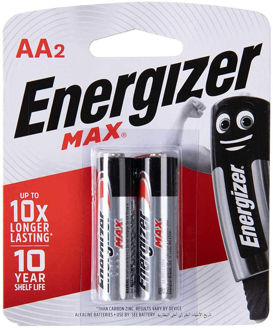 Energizer MAX Alkaline Batteries, AA, 2 Batteries/Pack