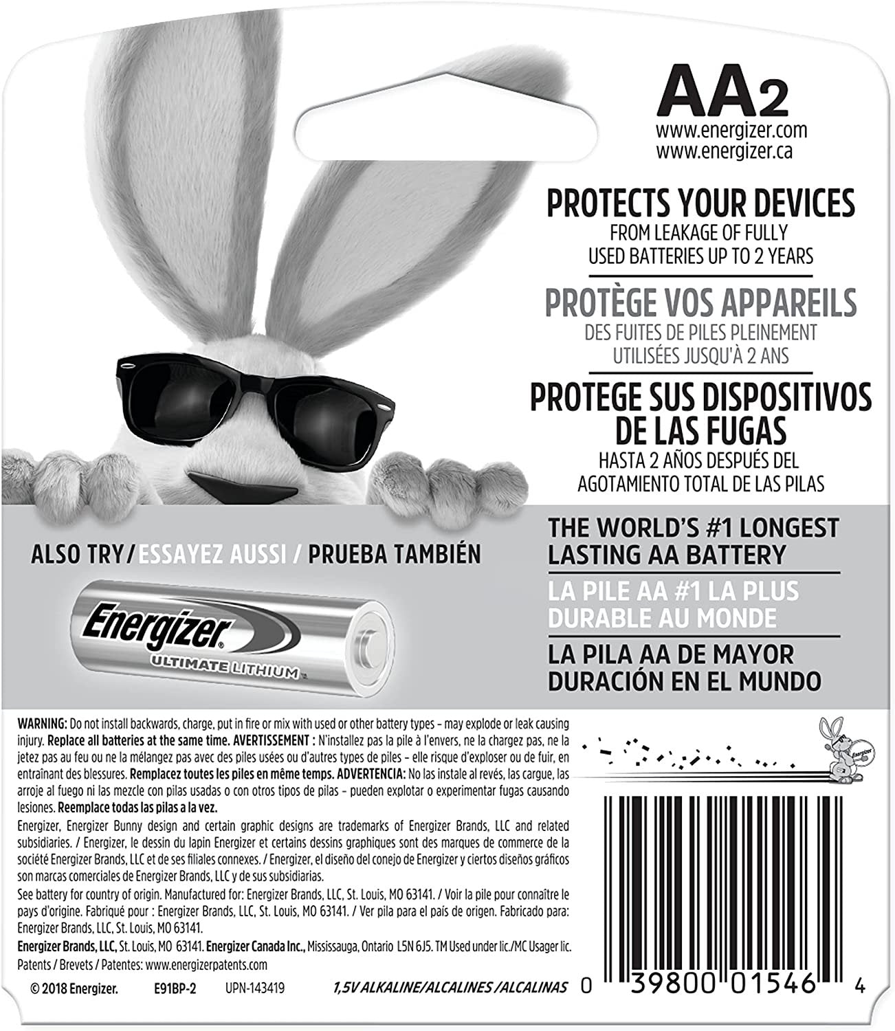 Energizer MAX AA Batteries (2 Pack), Double A Alkaline Batteries