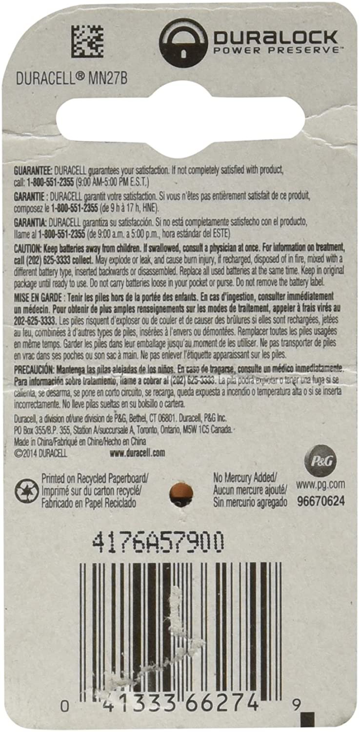 Duracell 52387 12V Keyless Battery