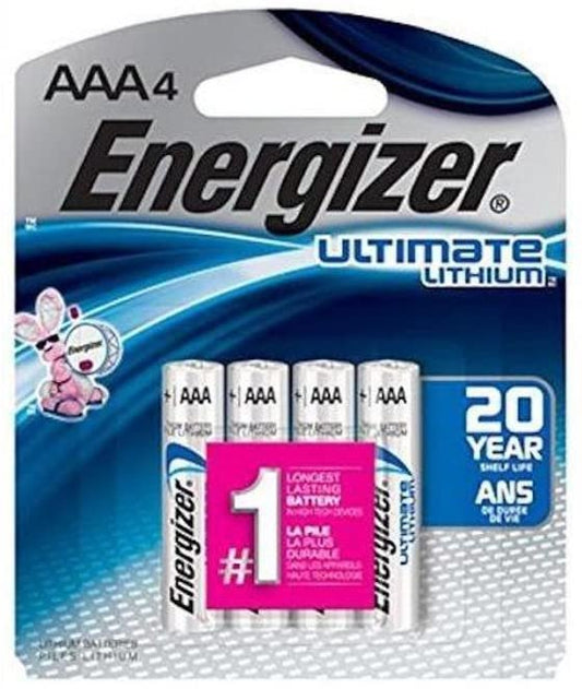 Lithium Batteries by Energizer Ultimate (AAA) Pack of 4