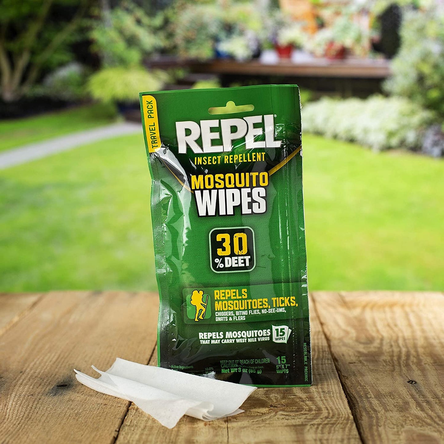 Repel - HG-94100 94100 Insect lent Mosquito Wipes 30% DEET, 15-Count