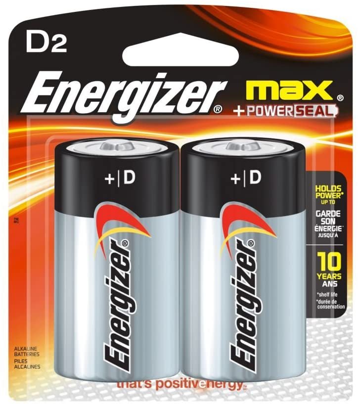 Energizer MAX D Alkaline Batteries, 2-Count